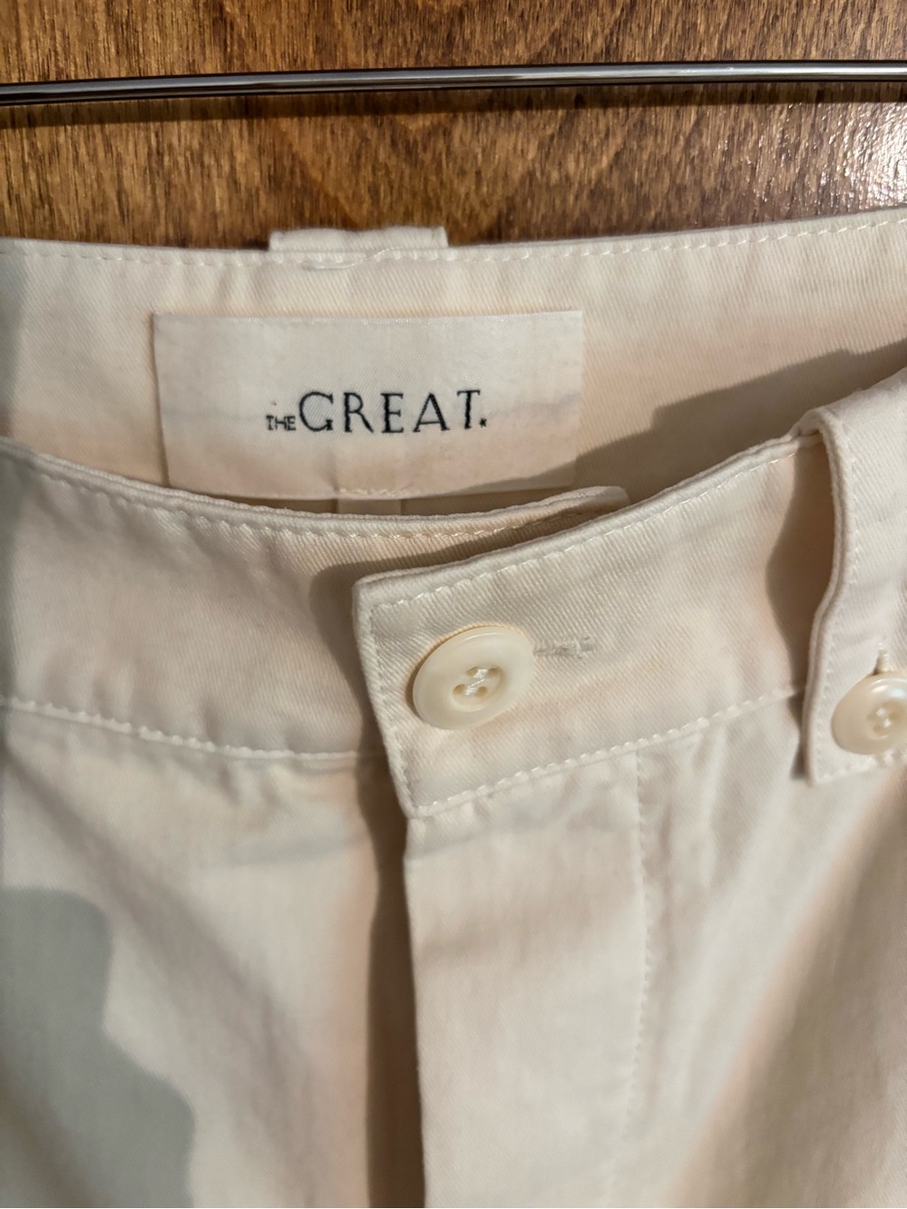 THE GREAT. Convoy Straight-Leg Cargo Pants in Cream - Picture 7 of 12